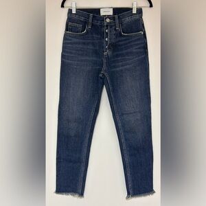 Current/Elliot Women’s Exposed Button Fly Vintage Ankle Raw Hem Jeans Size 25